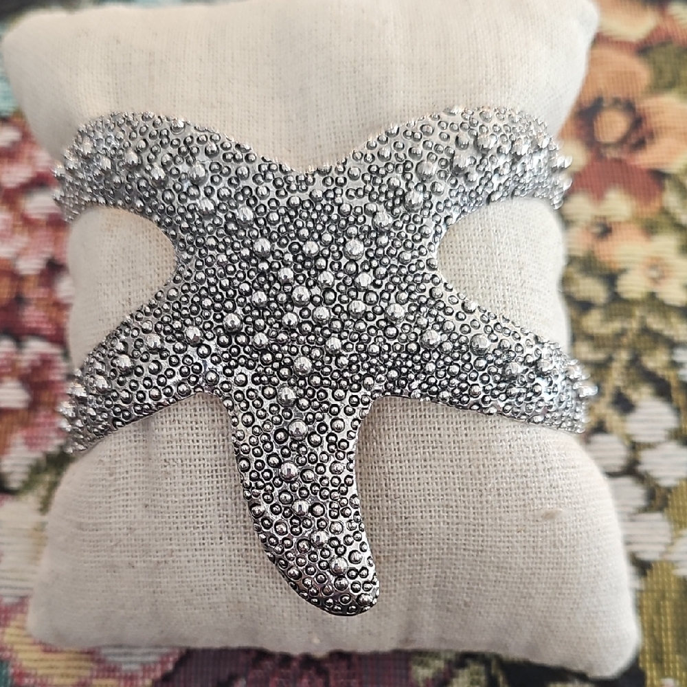 Silver Starfish Cuff Bracelet